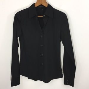 Theory Black Larissa Button Up Shirt | Size Small